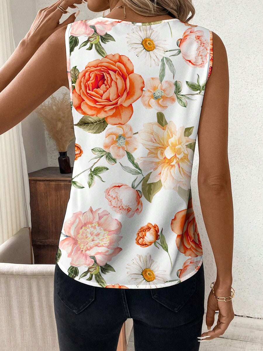 Western Love  Abstract Stripe Print Rolled-Up Short Sleeves Round Neckline Relaxed Fit Top For Women & Girls