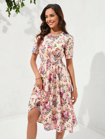 WesternLove Blush Bloom Floral Midi Dress
