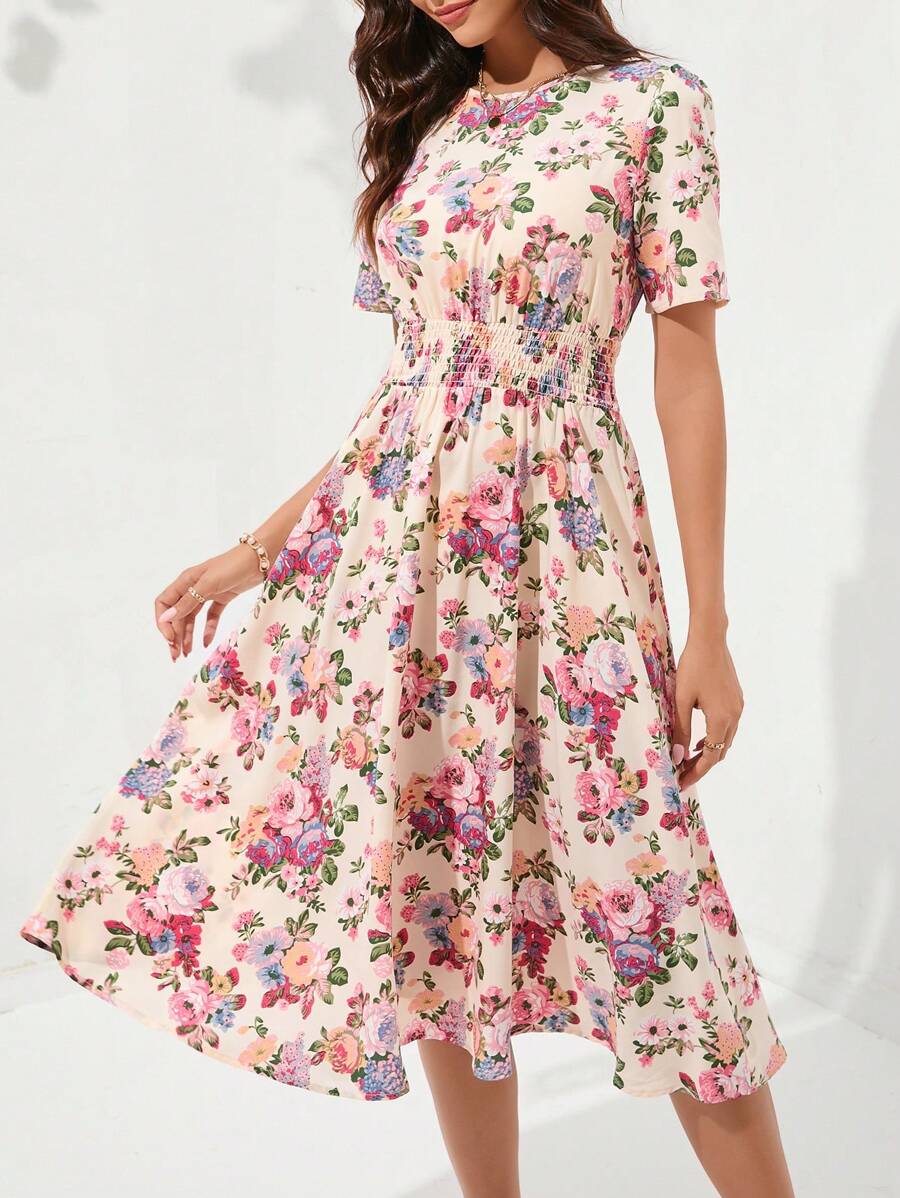WesternLove Blush Bloom Floral Midi Dress