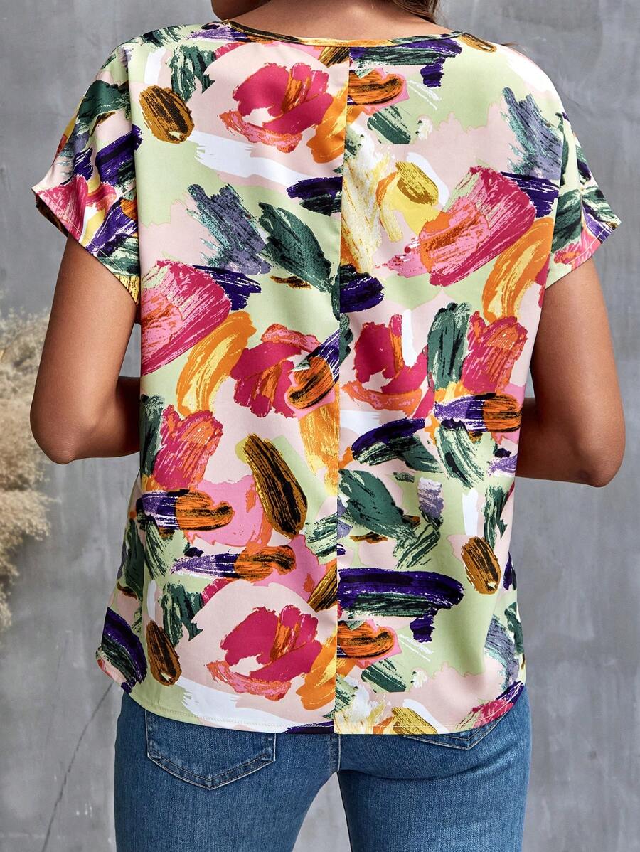 Western Love  Rolled-Up Short Sleeves Round Neckline Relaxed Fit Top For Women & Girls